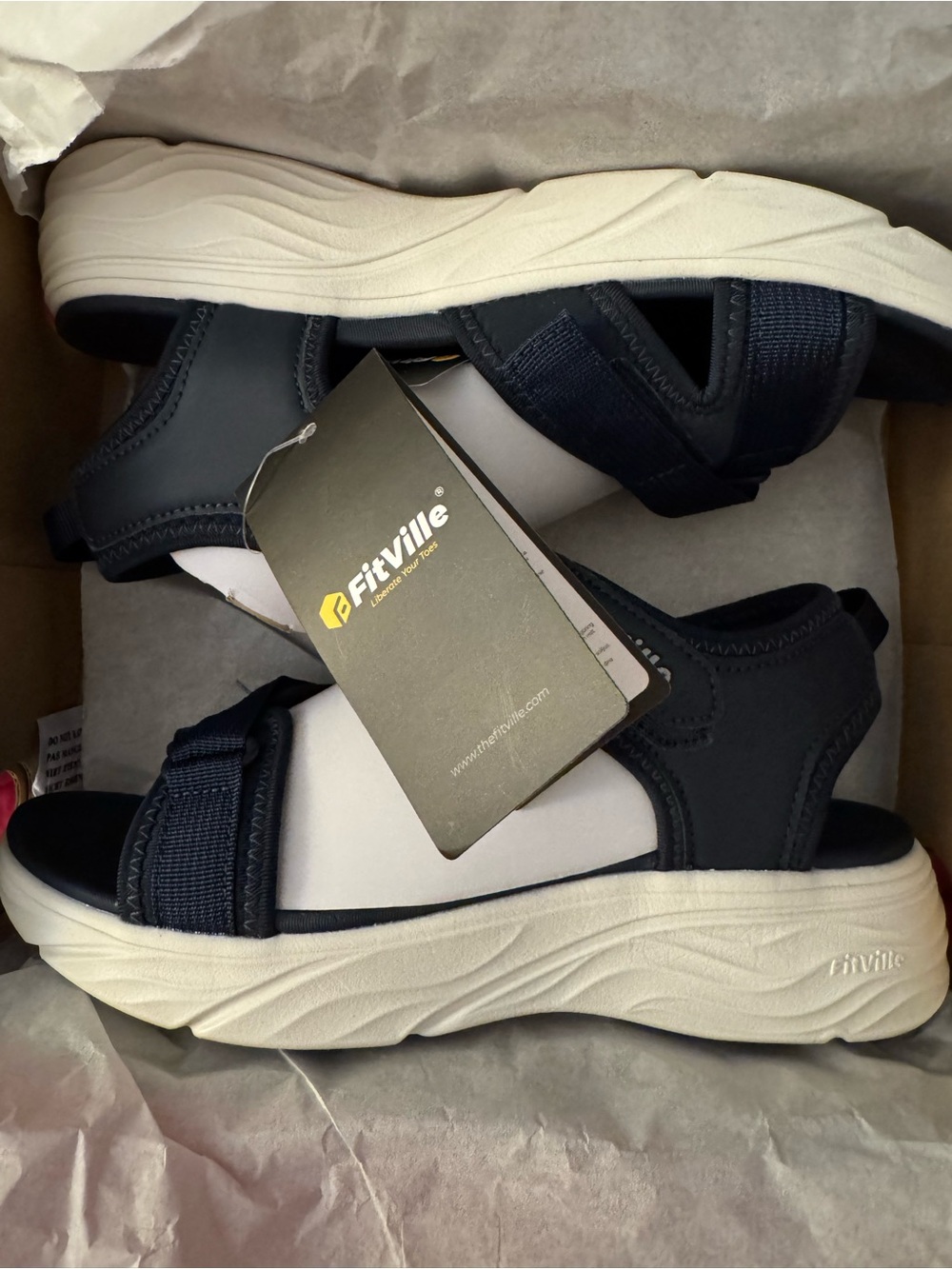Women's Navy Athletic Sandals with Cushioned WhiteSole